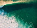 Aerial view of surfing at sunset. Surfers and big barrel Royalty Free Stock Photo