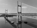 aerial of Suspension bridge on north side of Jacksonville FL