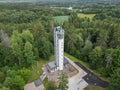 Aerial view of Suure Munamae observation tower in Estonia Royalty Free Stock Photo