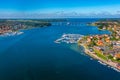 Aerial view of Svendborgsundbroen bridge in Denmark Royalty Free Stock Photo