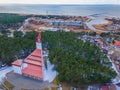 Aerial view of Sventoji resort on the coastline of Baltic sea in Lithuania