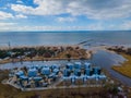 Aerial view of Sventoji resort on the coastline of Baltic sea in Lithuania