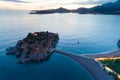 Aerial view of Sveti Stefan island in Budva, Montenegro Royalty Free Stock Photo