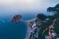 Aerial view of Sveti Stefan island in Budva, Montenegro Royalty Free Stock Photo