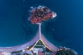 Aerial view of Sveti Stefan island in Budva, Montenegro Royalty Free Stock Photo