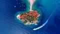 An aerial view of Sveti Stefan