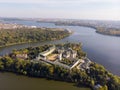 Aerial view of Swan Lake and Family Cultural Center, Pantelimon, Romania Royalty Free Stock Photo