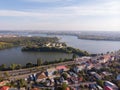 Aerial view of Swan Lake and Family Cultural Center, Pantelimon, Romania Royalty Free Stock Photo