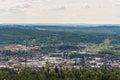 Aerial view of the Swedish mining town Falun, from the top of the ski jumping tower Royalty Free Stock Photo