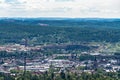 Aerial view of the Swedish mining town Falun taken from the ski jumping tower Royalty Free Stock Photo