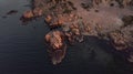 Aerial view of a Swedish west coast surrounded by rock formations Royalty Free Stock Photo