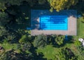 Aerial view of swimming pool. Top view Royalty Free Stock Photo