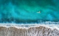 Aerial view of swimming woman in mediterranean sea Royalty Free Stock Photo