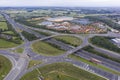 Aerial view of the existing M4 Juntion 16 near Swindon after recent improvement works last year Royalty Free Stock Photo