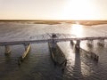 Aerial view of swing draw bridge over water Royalty Free Stock Photo