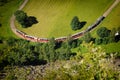 Aerial view of Swiss Red Train Bernina Express