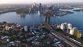 Aerial view of Sydney City, Sydney Harbour and the Harbour Bridge, NSW Australia Royalty Free Stock Photo