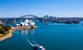 Aerial View of the Sydney Harbour Bridge and Opera House Royalty Free Stock Photo