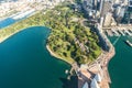 Aerial view of Sydney Royal Botanic Garden public garden and skyscrapers of CBD Royalty Free Stock Photo