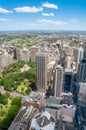 Aerial view on Sydney skyscrapers with city sprawl