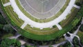 Aerial view on Szczytnicki Park, gardens and fountain of Centennial Hall in Wroclaw, Poland. Royalty Free Stock Photo
