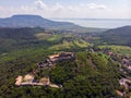 Aerial view from Szigliget castle during the day, in the background Badacsony hill, in the Balaton Uplands lies in a beautiful Royalty Free Stock Photo