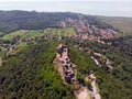 Aerial view from Szigliget castle during the day, in the background Badacsony hill, in the Balaton Uplands lies in a beautiful Royalty Free Stock Photo