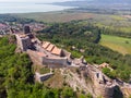 Aerial view from Szigliget castle during the day, in the background Badacsony hill, in the Balaton Uplands lies in a beautiful Royalty Free Stock Photo