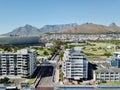 Aerial view of the Table Mountain and Cape Town skyline landscape Royalty Free Stock Photo