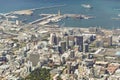 Aerial view from Table Mountain overlooking downtown Cape Town waterfront and Harbor, South Africa Royalty Free Stock Photo