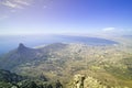 Aerial view from Table Mountain overlooking downtown Cape Town waterfront and Harbor, South Africa Royalty Free Stock Photo