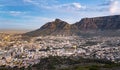 Aerial view from table mountain to Capetown