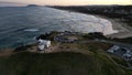 Aerial view of Tacking Point Lighthouse in Port Macquarie, NSW, Australia