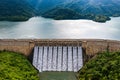 Aerial view of Tai Tam reservoir discharges Royalty Free Stock Photo