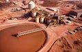 Aerial view of the tailings dam and processing plant of a Gold mine Royalty Free Stock Photo