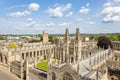 Aerial view taken from the University Church of St Mary the Virgin of the building of All Souls College, a constituent college of