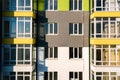 Aerial view of a tall residential apartment building with many windows and balconies Royalty Free Stock Photo