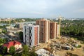 Aerial view of tall residential apartment buildings under construction. Real estate development Royalty Free Stock Photo