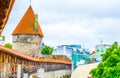 Aerial view of Tallin from ramparts of the medieval fortification surrounding the old town, Estonia....IMAGE Royalty Free Stock Photo
