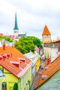 Aerial view of Tallin from ramparts of the medieval fortification surrounding the old town, Estonia....IMAGE Royalty Free Stock Photo