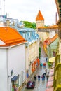 Aerial view of Tallin from ramparts of the medieval fortification surrounding the old town, Estonia....IMAGE Royalty Free Stock Photo