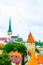 Aerial view of Tallin from ramparts of the medieval fortification surrounding the old town, Estonia....IMAGE Royalty Free Stock Photo