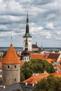 View of Tallinn Old Town, Baltic Sea and St. Olaf in a summer day, Estonia Royalty Free Stock Photo