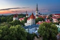 Aerial View of Tallinn Old Town from Toompea Hill in the Evening Royalty Free Stock Photo