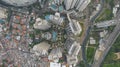 Aerial view of Taman Anggrek the biggest shopping mall and apartment in Jakarta when sunrise. Jakarta, Indonesia, August 22, 2021