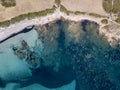 Aerial view of Tamarone beach, Plage de Tamarone, Cap Corse peninsula, Macinaggio, Corsica, France Royalty Free Stock Photo