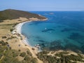 Aerial view of Tamarone beach, Plage de Tamarone, Cap Corse peninsula, Macinaggio, Corsica, France Royalty Free Stock Photo