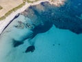 Aerial view of Tamarone beach, Plage de Tamarone, Cap Corse peninsula, Macinaggio, Corsica, France Royalty Free Stock Photo