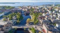 Aerial view of Tampere city center. Beautiful river and green trees Royalty Free Stock Photo