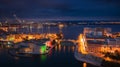 Aerial view of Taranto city at night Royalty Free Stock Photo